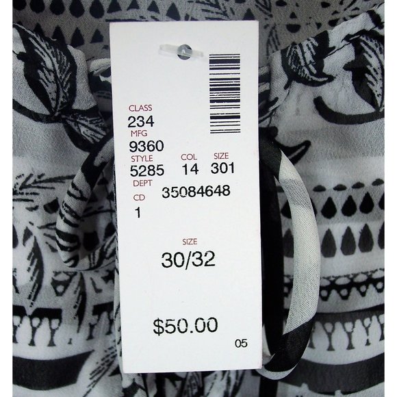 NEW Avenue 30/32 Floral Striped Layered Tank Top Black & White - Picture 10 of 16